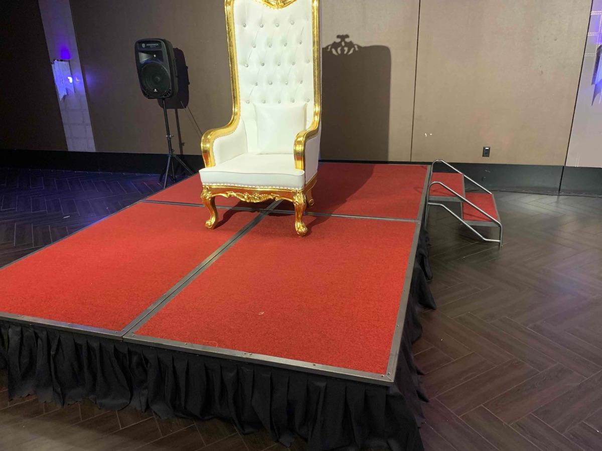 Decorated stage and entrance